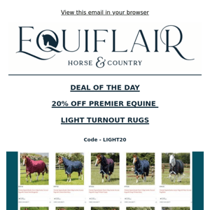 Deal of The Day - 20% Off Premier Equine Lightweight Turnouts