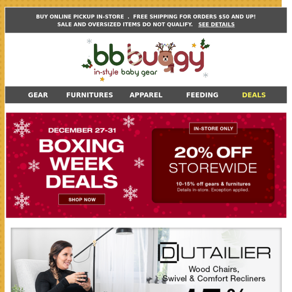 BB Buggy: BOXING WEEK SAVE UP TO 50% + IN-STORE PROMOTIONS