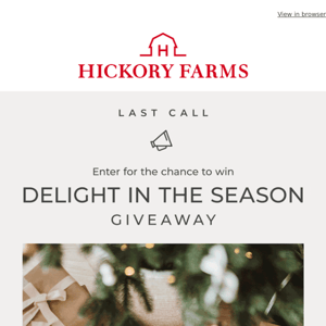 Last chance to enter the Delight in the Season Giveaway