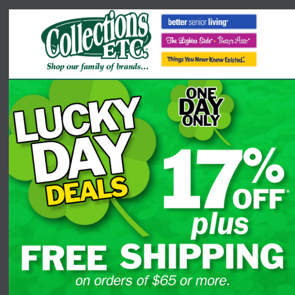 🍀 It's Your Lucky Day! Take 17% Off