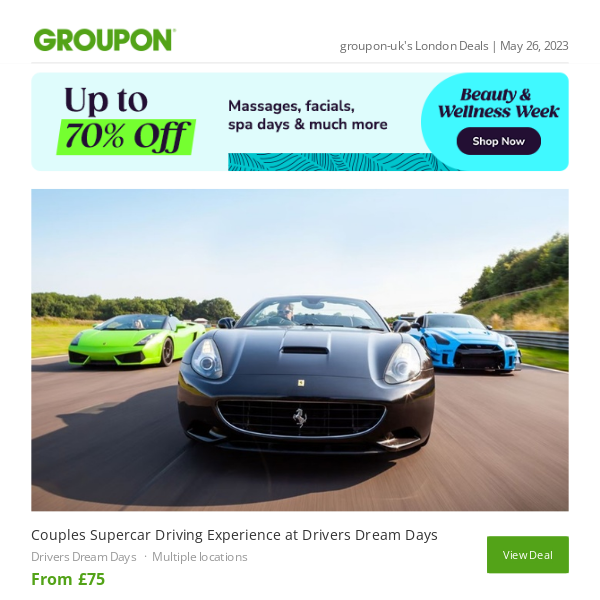 Couples Supercar Driving Experience at Drivers Dream Days
