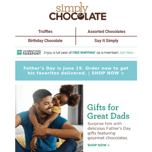 Send dads and grads yummy chocolate.