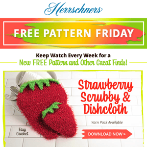 Free Pattern Friday Download: Super-Cute, Strawberry Scrubby & Dishcloth.