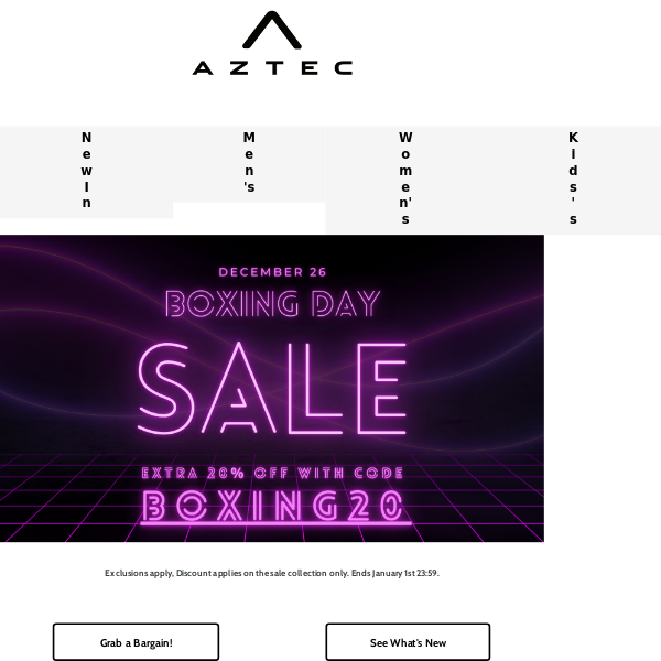 Boxing Day - Extra 20% off