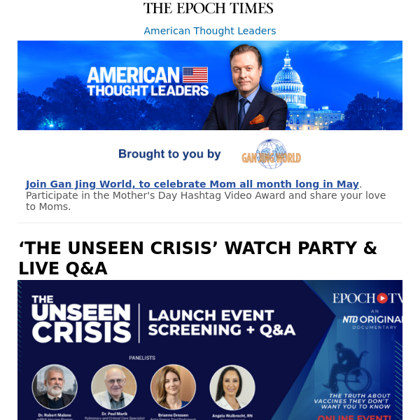 ‘THE UNSEEN CRISIS’ WATCH PARTY & LIVE Q&A 7:30PM ET: Dr. Robert Malone, Dr. Paul Marik, Brianne Dressen, Angela Wulbrecht, and Cindy Drukier