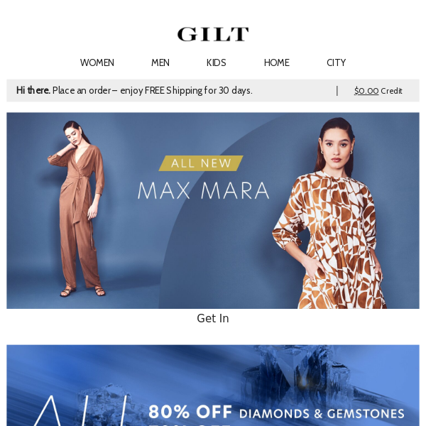 All-New Max Mara | All 80% Off Diamonds & Gemstones and 70% Off Italian Gold for 2 Days