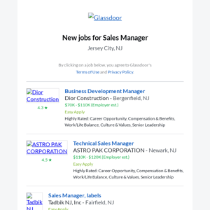 Inside Sales Manager at Alerce Solar and 16 more jobs in Jersey City, NJ for you. Apply Now.