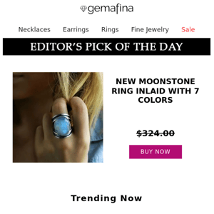 Editor's Pick: New Moonstone Ring Inlaid with 7 Colors