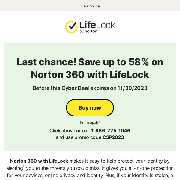 Last chance to save up to 58% on Norton 360 with LifeLock before this cyber deal expires!