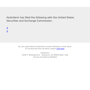 New SEC Document(s) for Hydrofarm