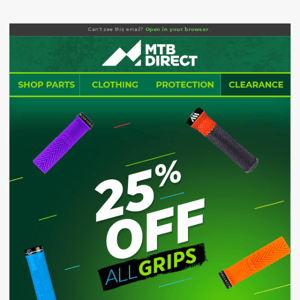 25 Percent Off Grips, Handlebars, and Osprey Packs