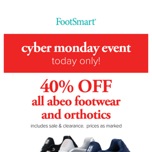 🔷 Cyber Monday Event 40% OFF All ABEO Footwear & Orthotics!!🔷
