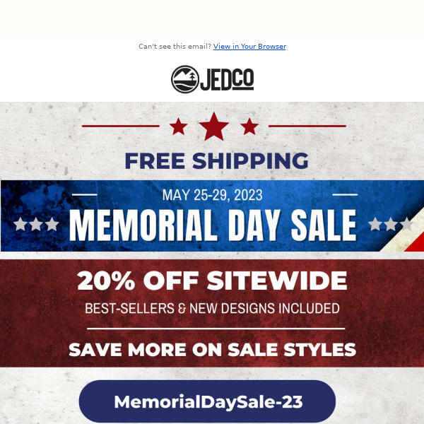🇺🇸 Memorial Day Sale: 20% OFF SITEWIDE