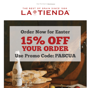 Easter Sale! 15% Off Spanish Food for Easter Delivery