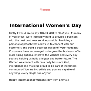 International Women's Day - Take 15% off