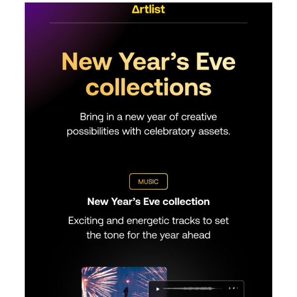 Artlist.io, get into the spirit of New Year’s eve with themed assets
