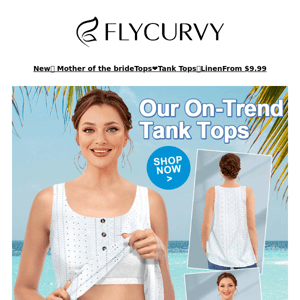 💚.FlyCurvy.Take your summer wardrobe to the next level with our trendy tank tops.