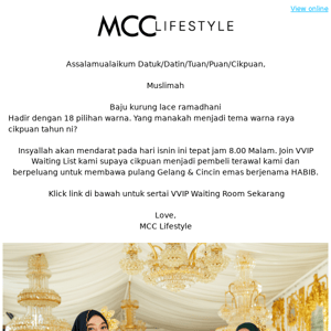 Koleksi Songket Raya MCC Lifestyle bakal tiba!
