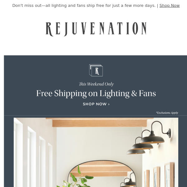 Save with FREE shipping on lighting this weekend only