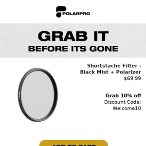 Only 48 hours left to score the Shortstache Filter - Black Mist + Polarizer