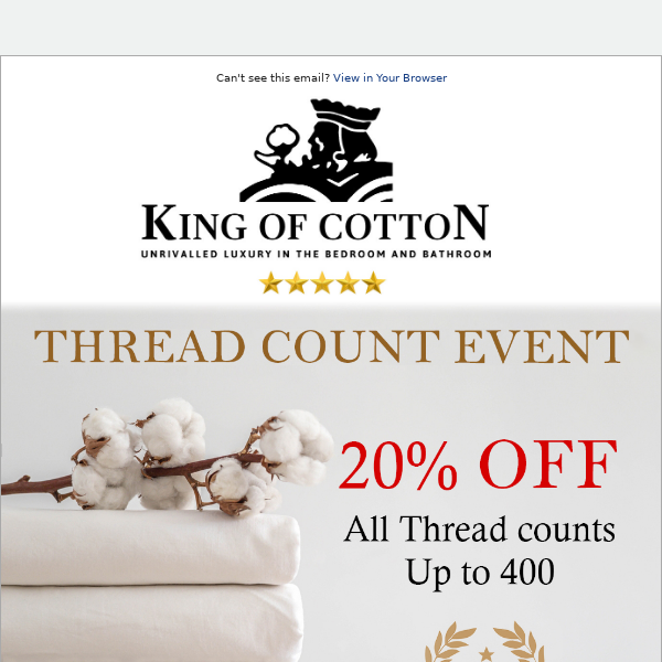 Thread Count Event - 25% OFF Up to 400TC