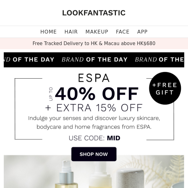 ESPA: Up To 40% Off + EXTRA 15% Off + FREE Gift ✨