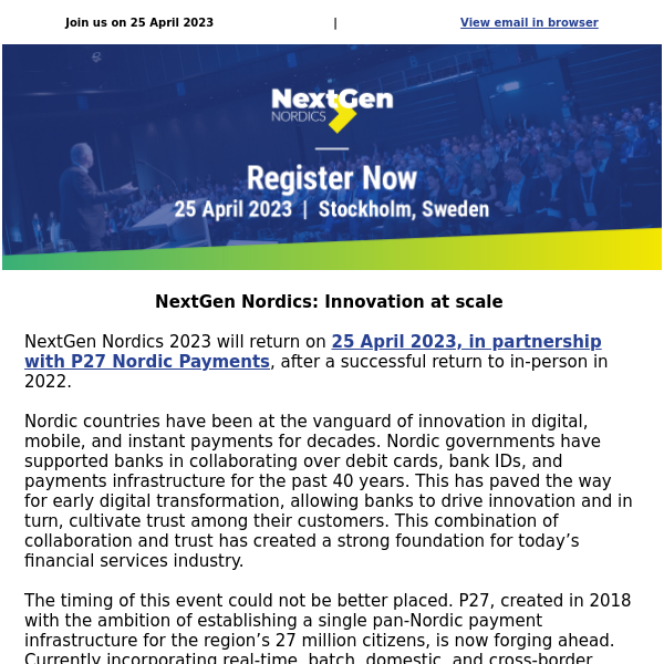 NextGen Nordics 2023 - Register Now!