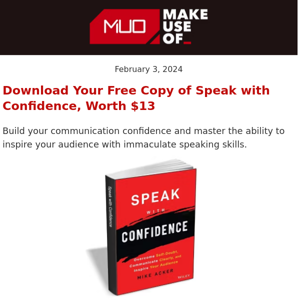 FREE EBOOK 📣 Speak with Confidence (Worth $13)