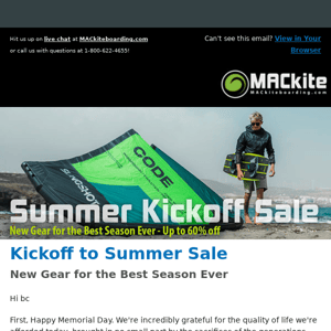 Kickoff to Summer Sale