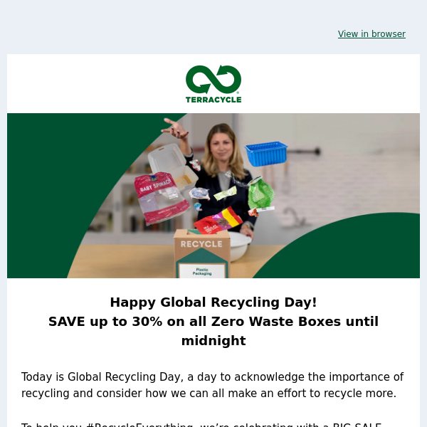 Today only—save up to 30% on Zero Waste Boxes!