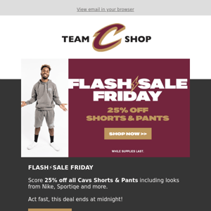 25% off Cavs Shorts & Pants