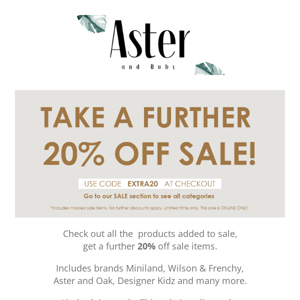 Take a Further 20% OFF Sale!