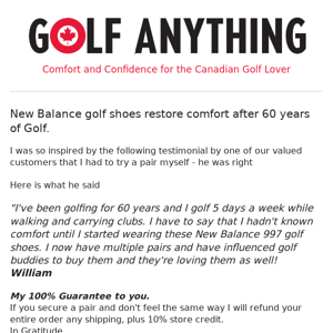 New Balance restores comfort after 60 years of Golf