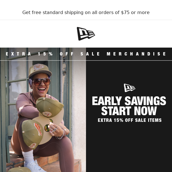 Early savings start now, up to 55% off sale items