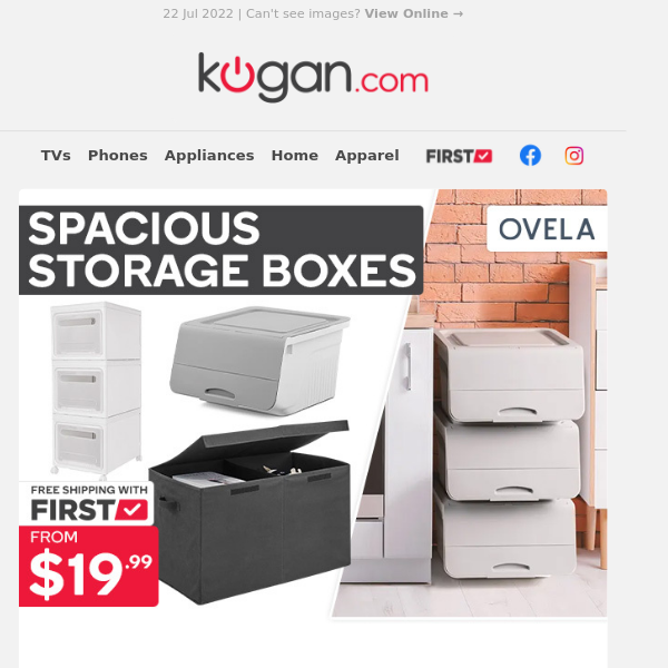 Spacious Storage Boxes from $19.99 - Be Quick, Only While Stocks Last!
