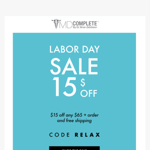 $15 OFF during the Labor Day sale!