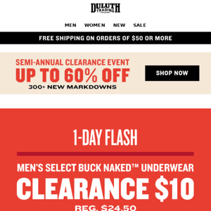 Today Only! $10 Men's Select Buck Naked Underwear