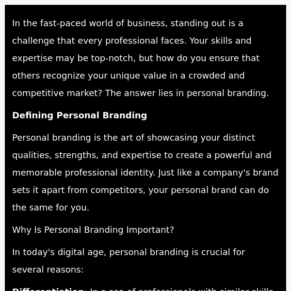 The Importance of Personal Branding: How to Stand Out in a Competitive Market