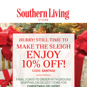 Hurry! Still time to make the sleigh! (And with 10% OFF!)