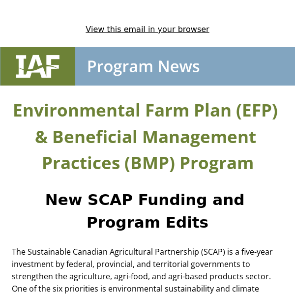 EFP/BMP Program News
