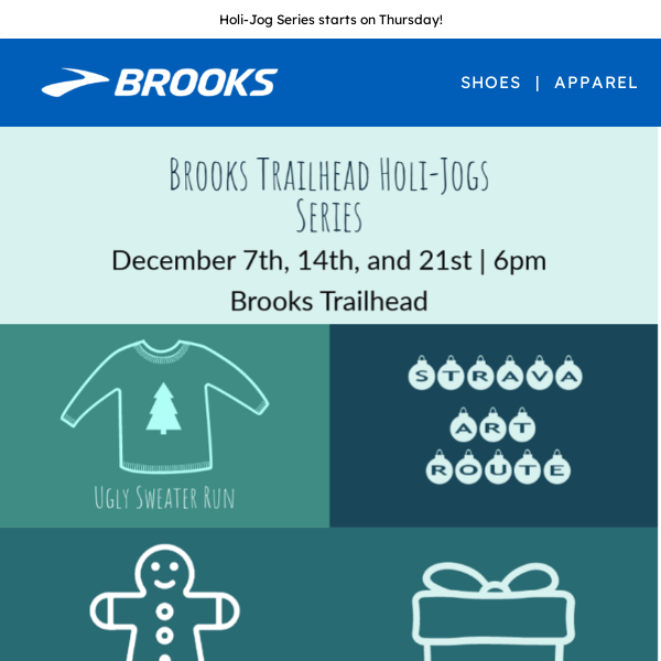 December running events at the Brooks Trailhead Store