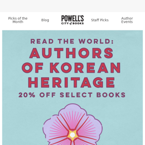 🌏 20% off! Read the world: Authors of Korean Heritage