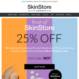 JUST IN! 25% OFF Best Of SkinStore Sale💖