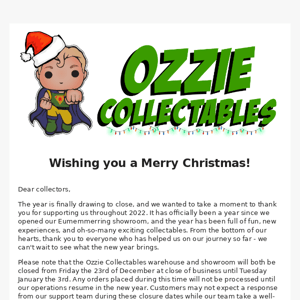 Ozzie Collectables AU, wishing you a Merry Christmas! 🎄🎁
