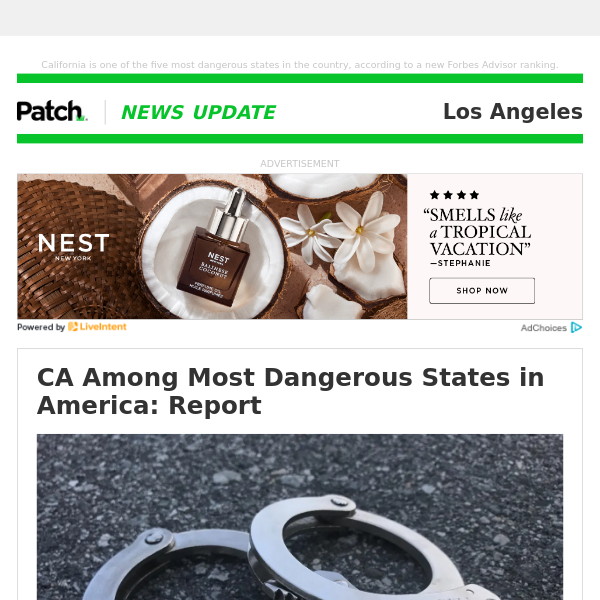 CA Among Most Dangerous States in America: Report  (Sun 12:16:54 PM)