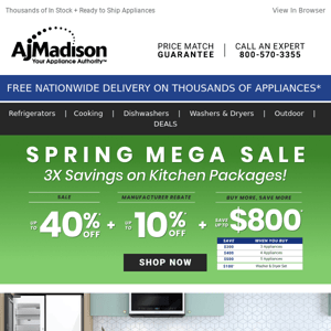 Spring Mega Sale-3X Savings on Kitchen Packages!