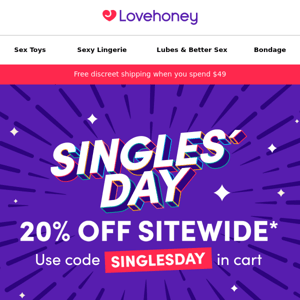 Singles' Day starts now | 20% OFF Sitewide 🎉