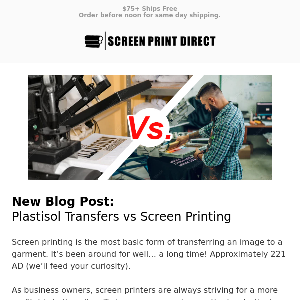 Plastisol transfers Vs. Screen Printing