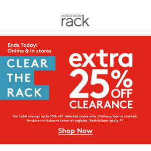 Final hours: extra 25% OFF selected clearance from Vince, Joe's, Steve Madden & more