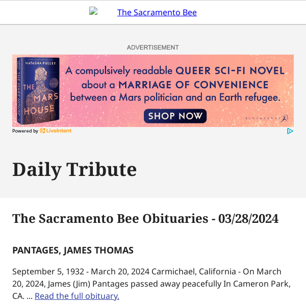 The Sacramento Bee Obituaries - 03/28/2024